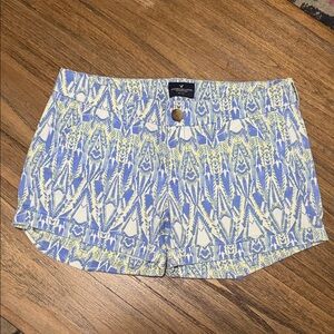 American Eagle Outfitters Blue and Yellow High Waist Shorts